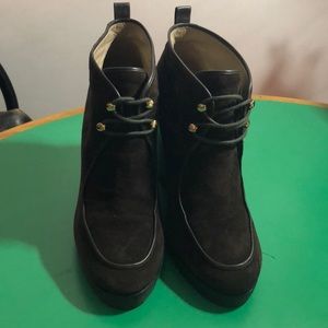 Michael Kors Brown Suede Wedge Ankle Boots. 7